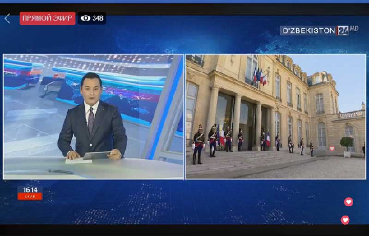 Parijda Shavkat Mirziyoyevni tantanali kutib olish marosimi boshlandi (video)