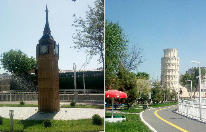 В Ташкенте создан новый парк с Эйфелевой и Пизанской башней (фото)