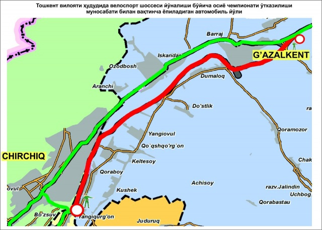 Bo‘stonliqda ayrim yo‘llar yopiladi, Chirchiq shahri orqali harakatlanish tavsiya qilinadi