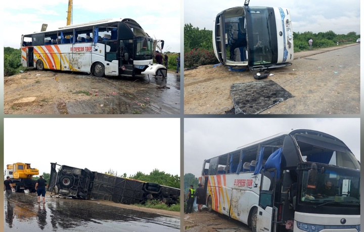 В Навои перевернулся автобус: пострадали 5 пассажиров