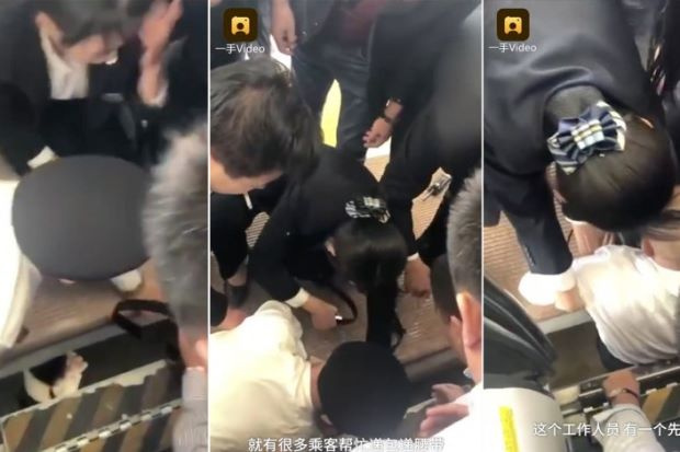 В Китае девочка упала под поезд, ее успели вытащить (видео)
