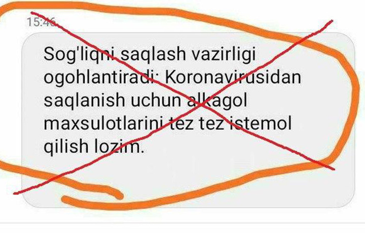 SSV: Alkogol mahsulotlari koronavirusdan saqlay olmaydi