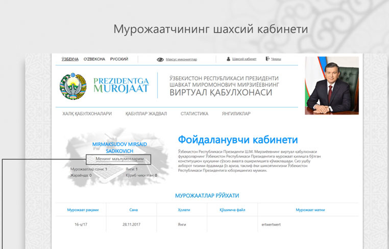 Президент виртуал қабулхонаси: энди онлайн режимда саволларга жавоб олиш мумкин