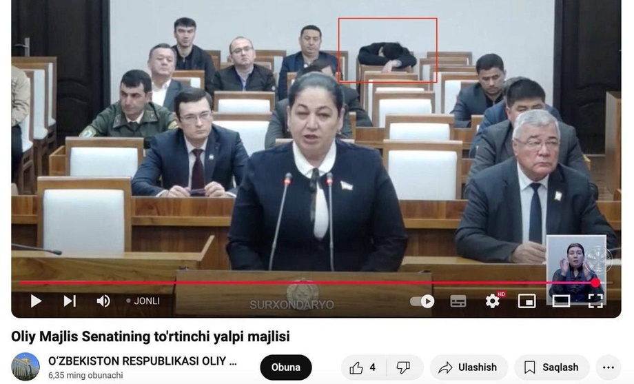 Senat yalpi majlisida uxlab qolgani aytilgan ishtirokchining sog‘lig‘i yomonlashib qolgan