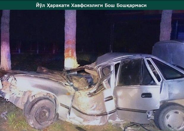 «Нексия» хавфли бурилишда бошқарувни йўқотиб дарахтга урилди