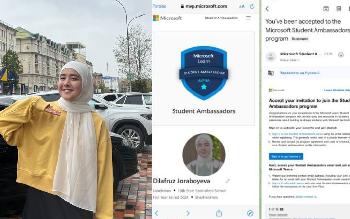 Farg‘onalik o‘quvchi qiz Microsoft kompaniyasining O‘zbekistondagi ilk ambassadori bo‘ldi