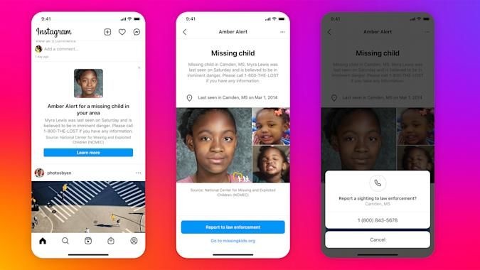 Instagram начинает рассылать уведомления о пропавших детях