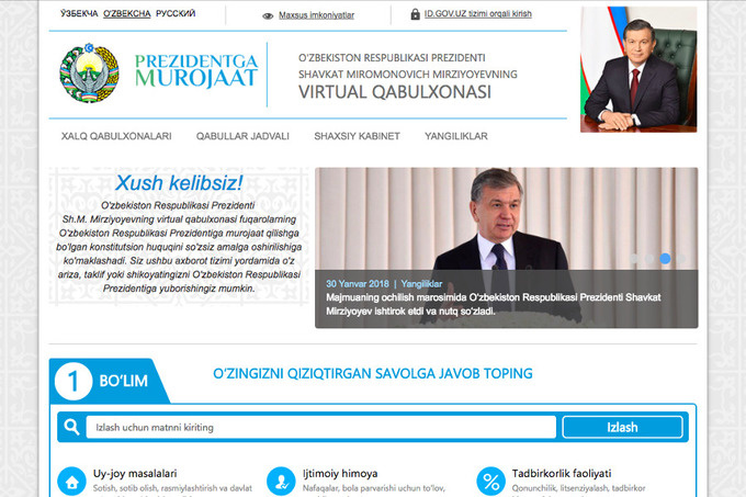 Prezident virtual qabulxonasiga murojaatlar soni 2 milliondan oshdi