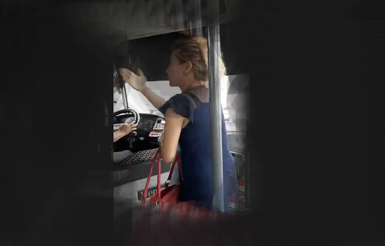 В Ташкенте женщина с грудным ребенком потребовав остановиться разбила автобусные стекла (видео)
