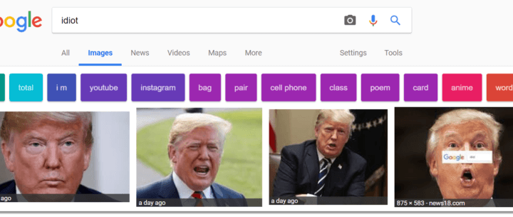 «Google»да «idiot» (аҳмоқ) деб ёзилса Трампнинг суратлари чиқмоқда