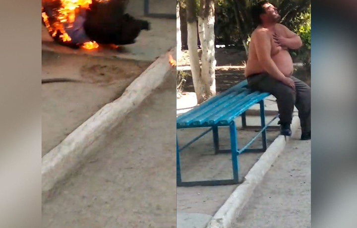 Бизнесмен поджег себя у здания хокимията в Термезском районе (видео)